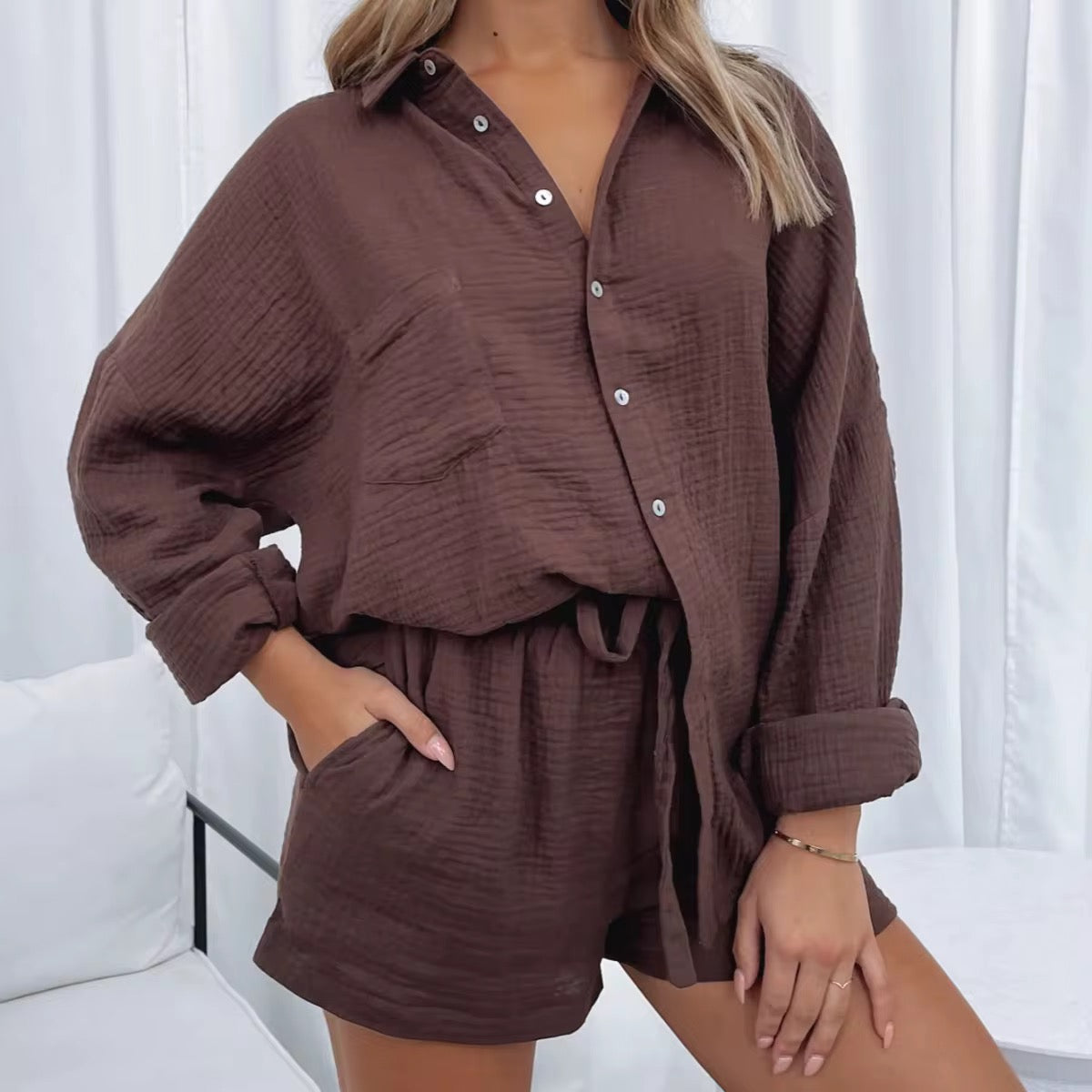 Cloud-Cotton Button Down Set