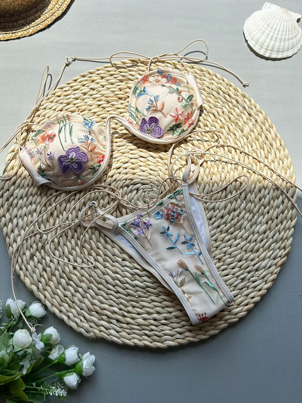 Garden Romance 2-Piece Lace Floral String Bikini