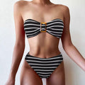 Monochrome Chic 2-Piece Half-Cut Striped Bikini