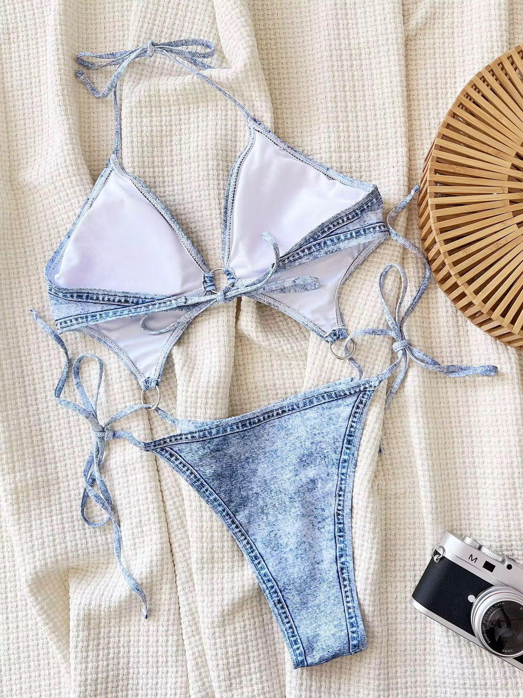 Denim Dreams String One-Piece Swimsuit