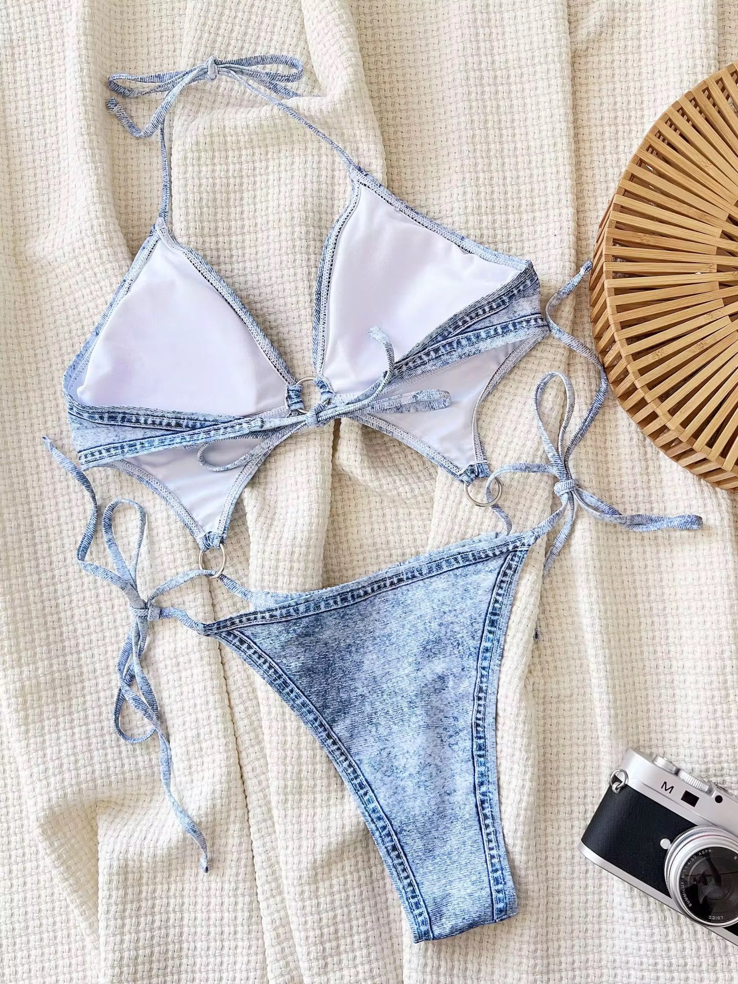 Denim Dreams String One-Piece Swimsuit