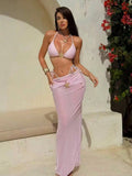 Blush Romance 3-Piece Bikini with Maxi Skirt
