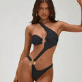 Gilded Glamour Cut-Out One-Piece with Gold Hardware