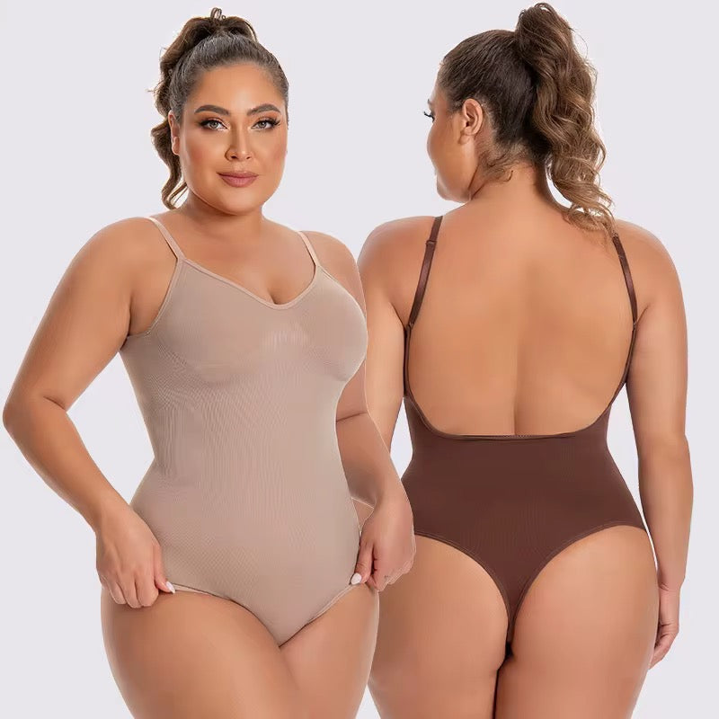 Deep V-Neck Sculpting thong Bodysuit