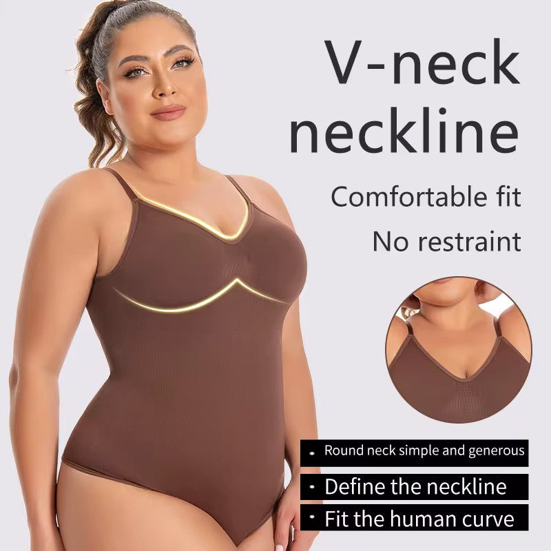 Deep V-Neck Sculpting thong Bodysuit